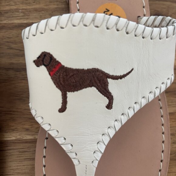 Jack Rogers White sandals size 9.5 White Embroidered Dogs Resort Preppy Beachy - Picture 4 of 14